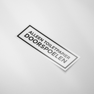 Toilet sticker met tekst: Alleen toiletpapier doorspoelen